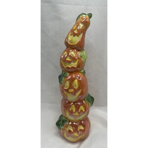 RARE Old Time Pottery Halloween Ceramic Jack O’Lantern Candle Holder 12” Vintage